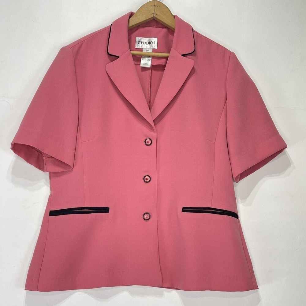 Studio 1 Womens Jacket Blazer Size 12 Pink